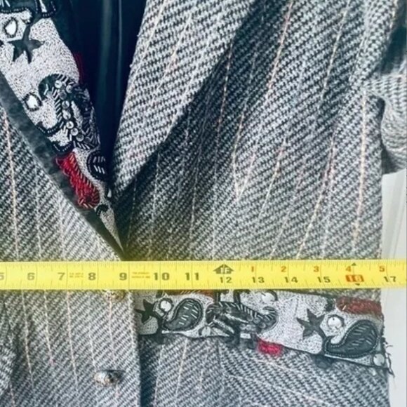 MUGLER VINTAGE WOOL TEXTURED BLAZER PINK STRIPES  SIZE 46 THIERRY MUGLER - Picture 12 of 15